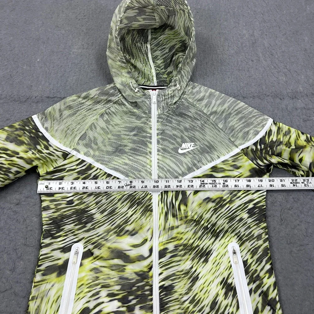 Nike Tech Jacket Womens Medium Green Hyperfuse Hooded Windrunner Full Zip 645017